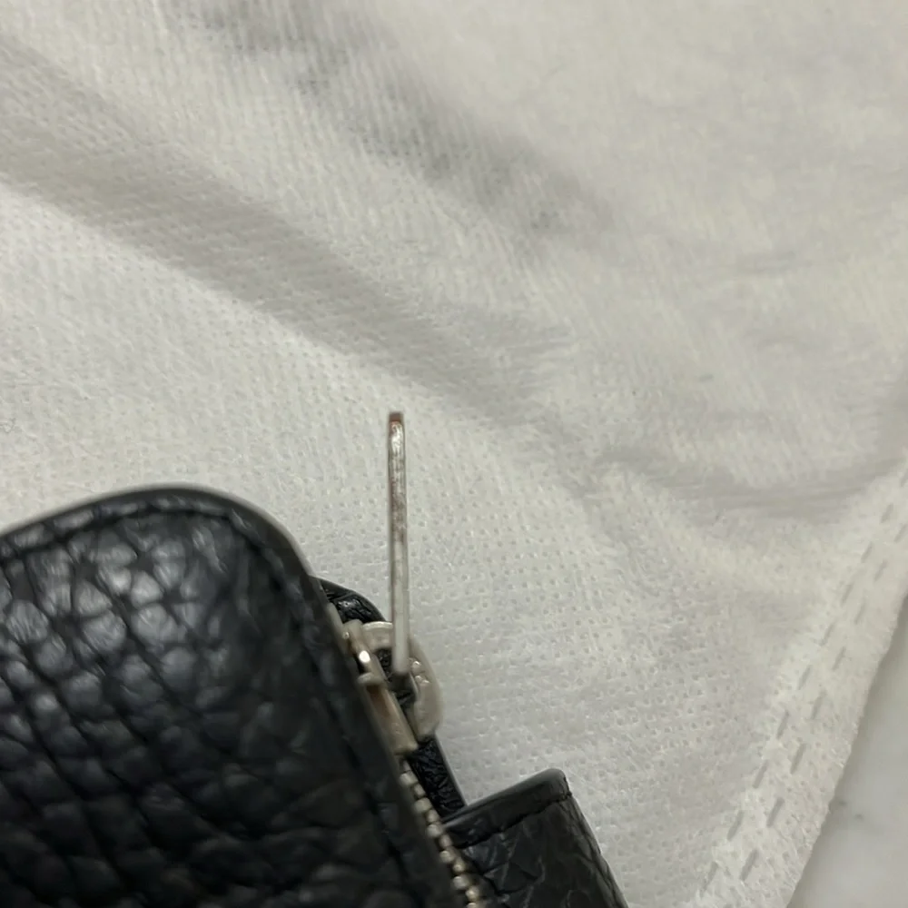 👛 All Saints - Black Pebbled Leather Compact Wallet with Detachable Coin Purse - Picture 7 of 7